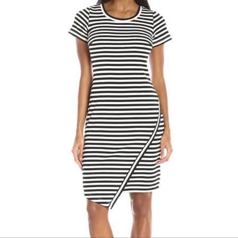 Calvin Klein Women's Short Sleeve Stripe Dress, Black/White
